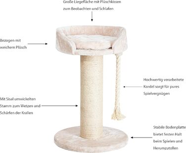 Драбина для котів Dehner Aurelio, 65x65x100 см, сизаль/плюш/дерево, кремово-зелено-чорний