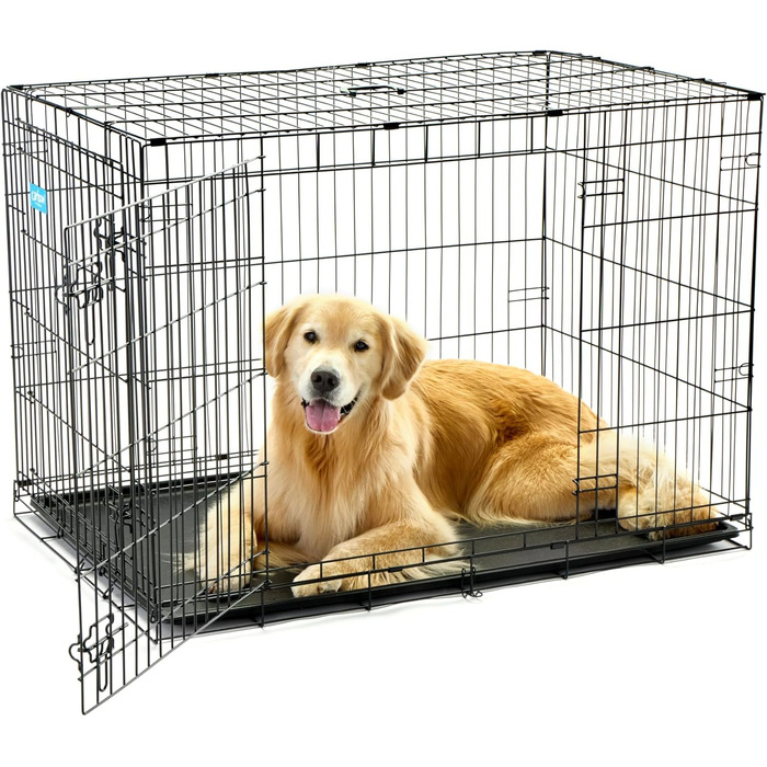 Клітка для собак Carlson Pet Products, металева, з подвійними дверима, велика, чорна