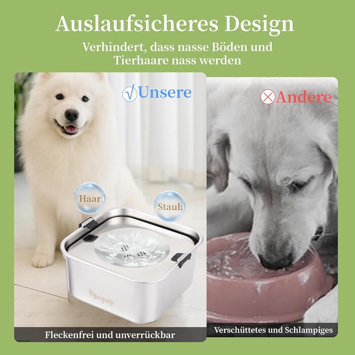 Миска для собак Nayelf 3L без обливання, з нержавіючої сталі 304, з антиковзним дном, для великих та середніх собак, придатна для миття в посудомийній машині