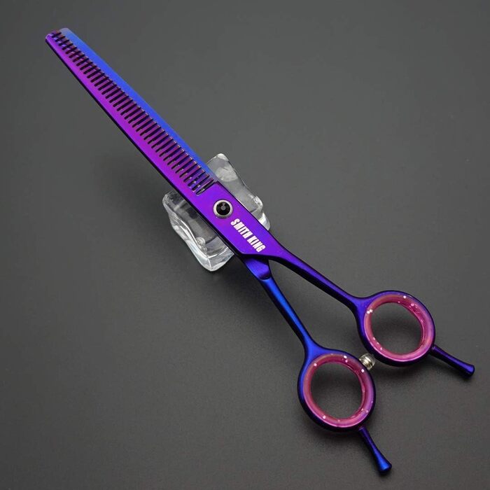 Набір професійних собачих ножиць для грумінгу 5 шт. (прямі, витончені, зігнуті, для волосся, гребінець) для правшів, фіолетовий
