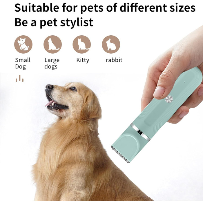 Набір для грумінгу собак 4-в-1 | Електрична машинка для догляду за шерстю для цуценят, котів, зелена