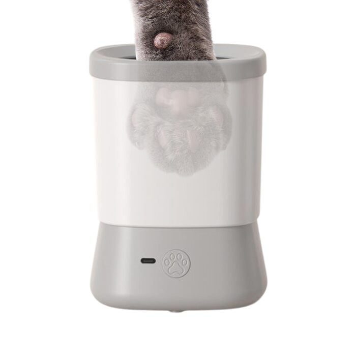 Мийка для лап собаки, 2-ступеневий аксесуар для догляду, захист від бризок, очищувач лап для прогулянок, подорожей, кемпінгу, відпочинку на природі, вдома, хатнього утримання, купання після прогулянки (сірий)