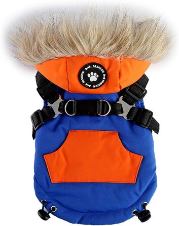 Водонепроникна зимова куртка для собак з флісовою підкладкою та світловідбиваючим дизайном. Підходить для прогулянок, активного відпочинку та походів. Тепла екіпіровка для собак (Blue, M)