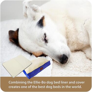 Ортопедичне собаче ліжко Ellie-Bo з піною з пам'яті, з чохлом з штучної замші та штучного хутра, блакитне та біле, розмір M, 71 x 48 x 6 см, для собачого клітки 76 см - [71 x 48 x 6 см] Блакитна замша/Штучне хутро