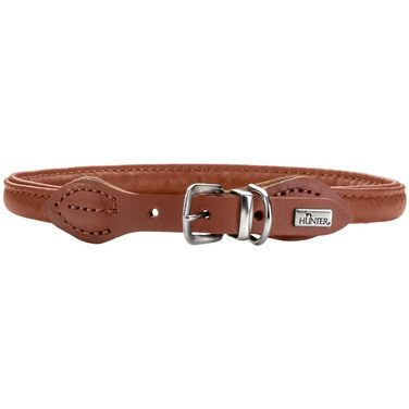 Шкіряний нашийник для собак HUNTER Round & Soft Canadian UP, колір коньячний, 55 см