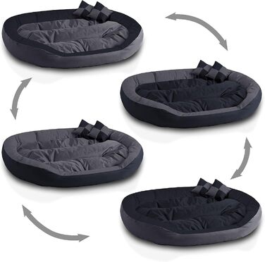 BedDog® Hundebett SABA 4в1: овальне/кругле, велике, з бортиком, XL, Mocca/чорно-коричневий, 150x120x23 см, ROCK-FLOW (сірий/антрацит)