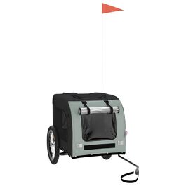 Транспортна переноска для тварин на колесах, візок для собак, причіп для велосипеда. Чорний та сірий, оксфордська тканина та метал. Для прогулянок та використання на відкритому повітрі