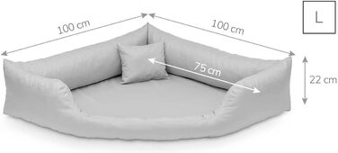 Ортопедичне собаче ліжко Juelle Dakota з ортопедичним матрацом, знімний чохол, прання в машині, M-XXL (120x90 см, Бежевий)