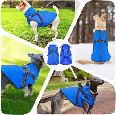 Водонепроникний дощовик для собак Mosucoir з капюшоном, великий та середній розмір, блакитний (L)