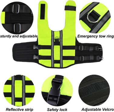 Жилет для плавання собак, жилет для собак, надувний жилет для собак з ручкою та світловідбиваючими смугами (S, зелений)