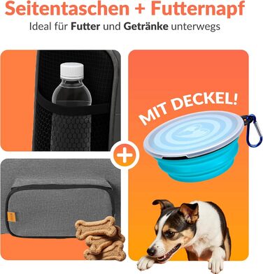 Транспортна переноска для котів CADOCA® до 20 кг, складана, з дахом від сонця та дощу, з підстаканником, дихаюча, комфортна, з обертовим матрацом, сіра