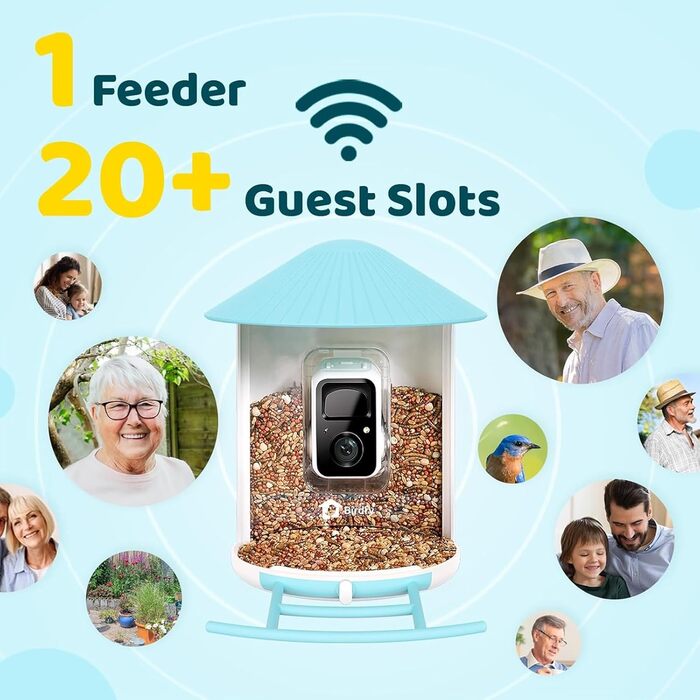 Розумна годівниця для птахів з камерою NETVUE Birdfy, 1080P HD, сонячна батарея, мобільний додаток, автоматичне виявлення, сповіщення в реальному часі