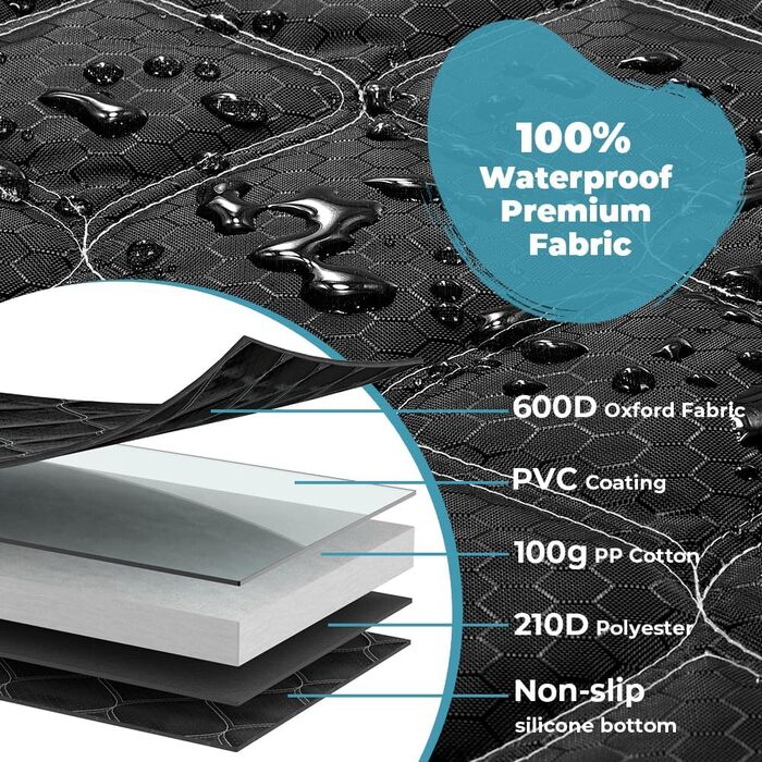 Захист для багажника авто: килимок для собак KYG, водовідштовхувальний, антикіготкові бортики, 215x110 см, чорний