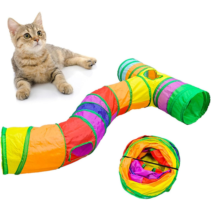 Туннель для котів Durdiiy S-подібний, розкладний, ігровий комплекс, лабіринт, для кошенят та дорослих котів, для дому та вулиці