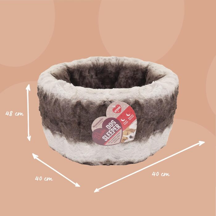 Крісло-гніздишко для собак Rosewood Kuschelbett, м'яке, сіре/кремове, 40x40x48 см