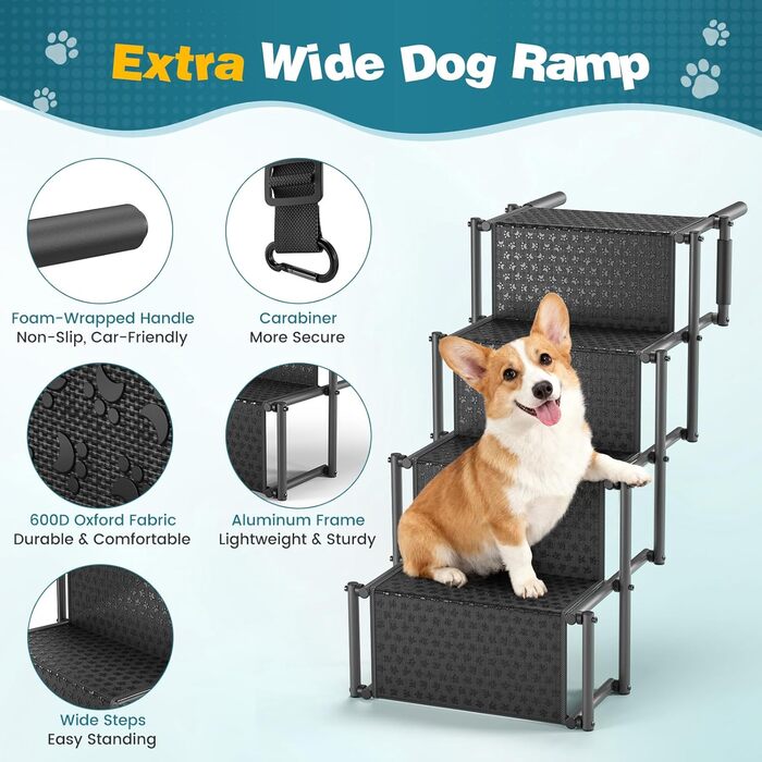 Рампа для собак, автомобіля, складна, до 80 кг, антиковзаюча поверхня, алюмінієвий каркас, для SUV та великих собак