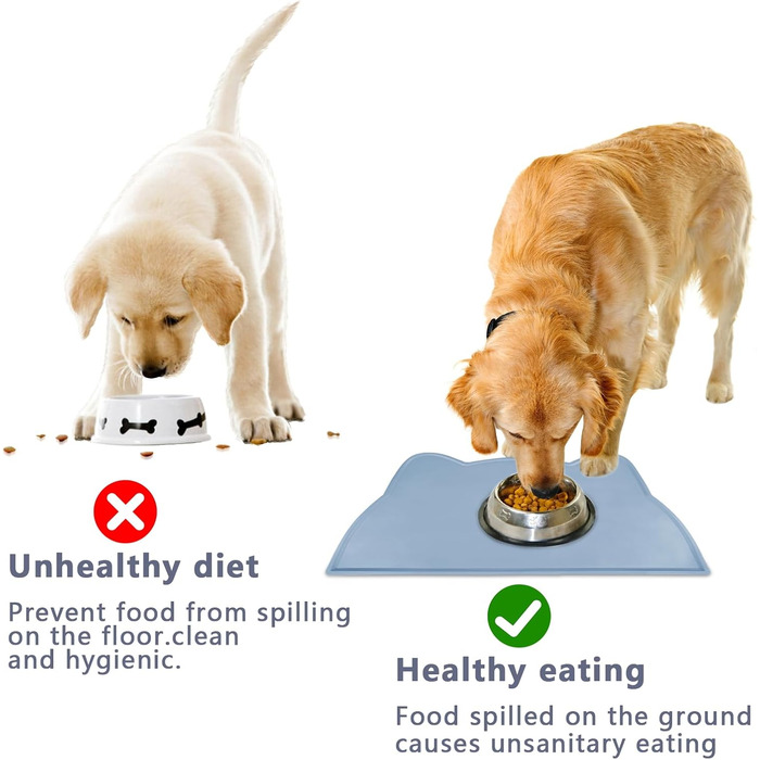 Килимок для котячого корму, силіконовий, неслизький, водонепроникний, блакитний