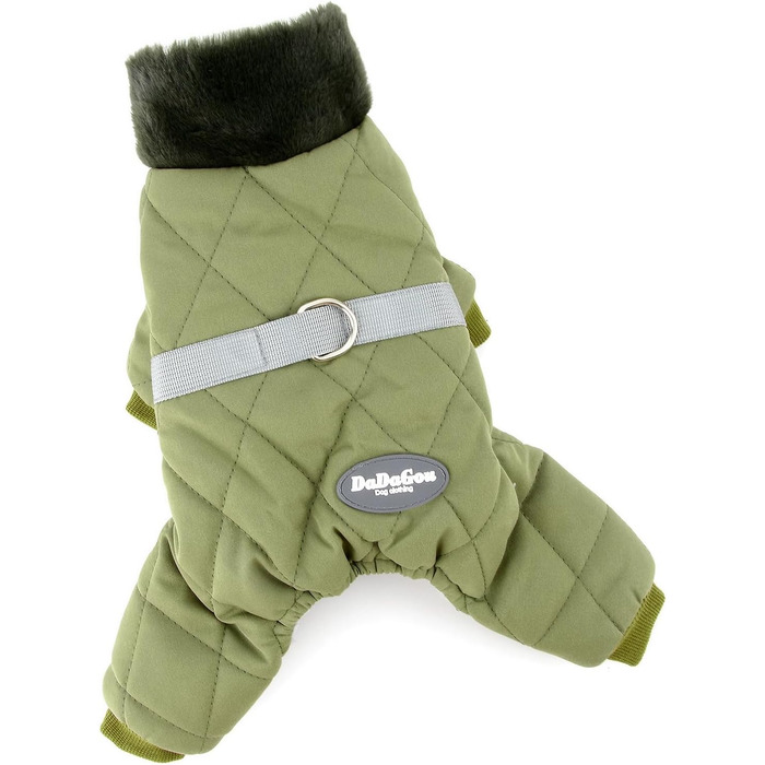 PAIDEFUL Зимовий теплий одяг для собак, з флісовою підкладкою, стежка з світловідбиваючим поясом, комбінезон на 4 лапи, пухнастий комір, м'який, вітронепроникний, для осені та зими, цуценята, теплий одяг, XL: спинка 35см, груди 47см (XXL: спинка 40см, гру
