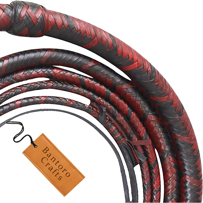 Батогом з кенгурячої шкіри Bantoro Crafts, важкий батогом для биків, 16 плетінь, шкіряний живіт, шкіряна подушка, гучний, 1,8 метра (6 метрів)