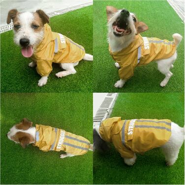 Дощовик для собак PETCUTE: водонепроникний дощовик з капюшоном для маленьких та великих собак, армійного кольору (S, жовтий)