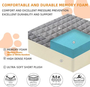 Автокрісло для собак з піни Memory Foam, для малих і середніх порід до 16 кг, швидкий відновлення форми, знімний і праний чохол, подорожній бокс для авто
