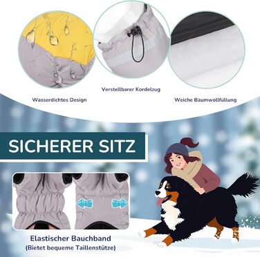 Водонепроникний дощовик для собак середніх та великих порід від ALLSOPETS, тепла зимова куртка з світловідбиваючими смугами, вбудованим повідком, захист від вітру для холодної погоди (Яскраво-жовтий, 2XL)