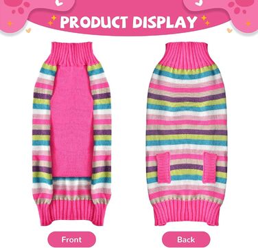 Стильний рожевий полосатий пуловер з коміром для собак, XS - теплий та зручний одяг для маленьких та середніх собак