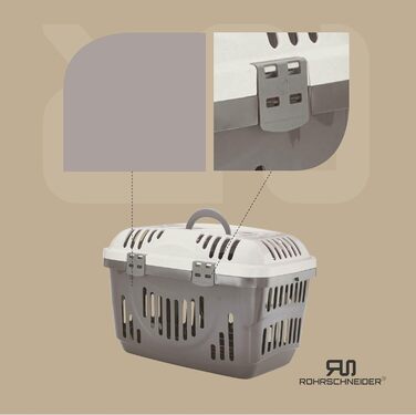 Транспортна переноска для котів Rohrschneider (сіра, велика) з ручкою