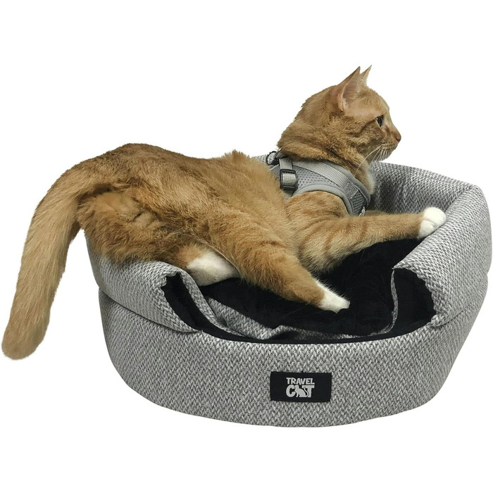 Meowbile будиночок для котів у приміщенні 63,5×45,7×43,2 см, трансформується, довговічне котяче ліжко та печера, м'який сірий, складаний, легкий у догляді