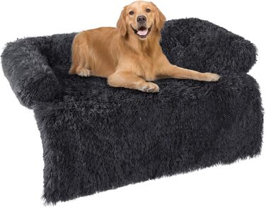 Крісло-лежанка для собак великих та середніх порід, антиковзаюча підстилка, 110 x 95 x 18 см, темно-сірий колір
