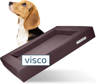 Ліжко для собак з віско-матрацом, миється - корзинка для собак, високоякісне собаче ліжко, ліжко для собак, що захищає суглоби, міцна собача підстилка, розмір L 110 x 90 см, коричневе