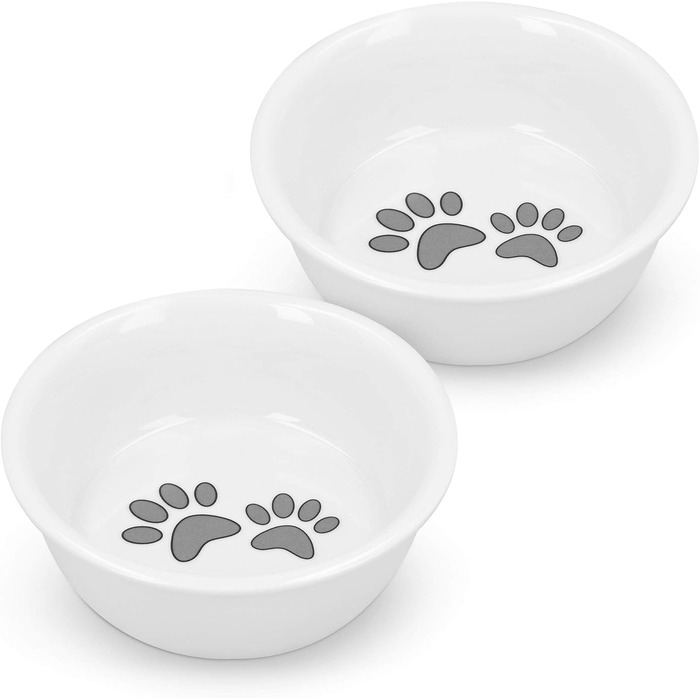 Набір мисок для котів та собак Navaris - миска для котів та собак з кераміки, набір - миска для корму, миска для води, миється в посудомийній машині (Style 2)