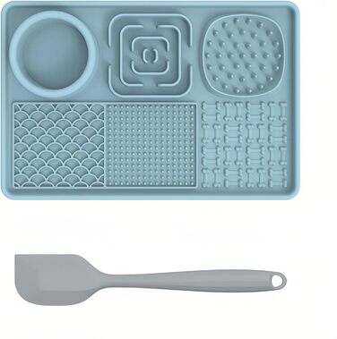 Преміум килимок для собак 3 в 1: повільний годівник, килимок для годування, аксесуар для грумінгу. Силіконовий, блакитний, прямокутний. Підходить для цуценят, котів та інших домашніх тварин.