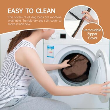 Ортопедичне ліжко для собак, велике ліжко з подушкою, товстий гель-мемфорний пінопласт, фланелева тканина, зносостійкий, водонепроникний чохол та знімний, пральний чохол з антиковзною основою (117 x 74 x 20 см, коричневий)