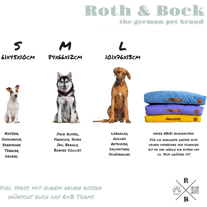 Ортопедичне ліжко для собак Roth & Bock з м'якої піни, сертифіковане Oeko-Tex Standard 100, покриття з водонепроникного канвасу, жовте, розмір S