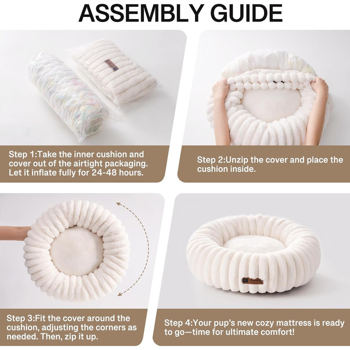 М'яке ліжко для котів MEWOOFUN 50x50x15 см, біле, з неслизьким дном. Заспокоює, не боїться, легко миється.