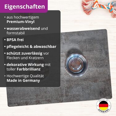 Підстилка для собак та котів 60x40 см – вінілова кормова підстилка з металевим покриттям, міцна, зносостійка, неслизька та водовідштовхувальна – Made in Germany