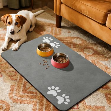 Килимок під миску для собак та котів, швидковисихаючий, абсорбуючий, водонепроникний, протиковзкий (сірий, 43x80 см)