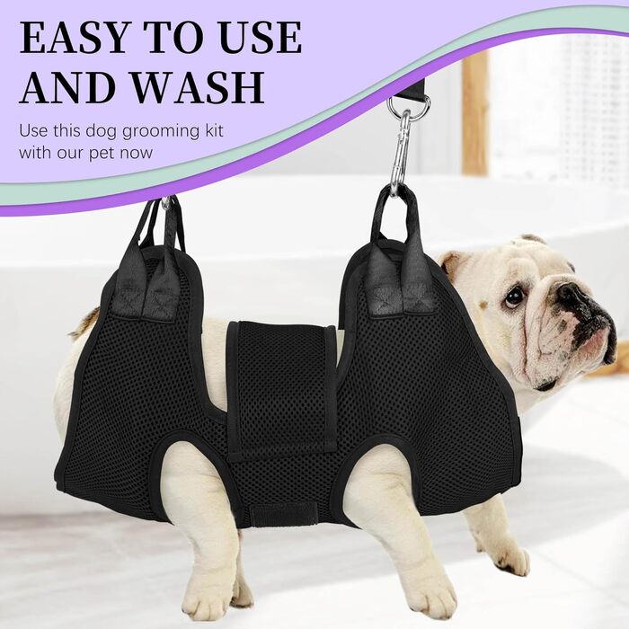 Гамак для собак PatiencET для дрібних порід, зручний для стрижки нігтів, чорний, розмір S