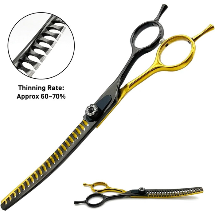 Професійна витончена кусачка для собак 7.5 дюймів з японської сталі 440C, для тонкої обрізки шерсті, зменшує товщину на 20-70%