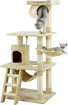Котячий комплекс Go Pet Club з будиночком і дряпаком, 157 см, бежевий