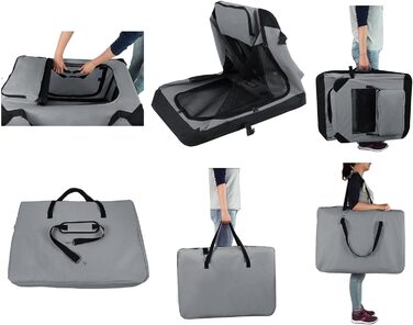 Клітка для собак EliteField з 3 дверцятами, складана, м'яка, з сумкою для перенесення та підстилкою з флісу, для дому та вулиці, 91.4 x 61 x 71 см, світло-сіра