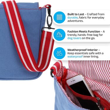 Сумка для собак DOOG Walkie-Tasche: зручна, з відділеннями для ласощів, кульок та пляшки води (світло-блакитна)