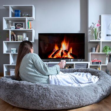 Ліжко для собак InnovaGoods Cloft, велике, антистрес, поліестер, знімний та праний чохол, сіре