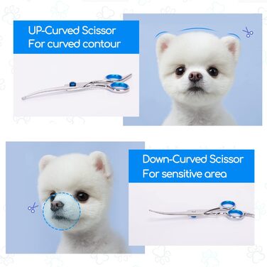 Набір професійних ножиць для собак Nobleza Hundeschere Set Profi: 4 в 1 (з круглим ножем, безпечною на кінчику, для собак, котів, тварин)