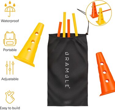 Набір для координації Bramble 18 шт. з сумкою - конуси та штанги для футболу, спорту, тренувань (діти, дорослі, собаки)