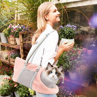 PETCUTE Сумка-переноска для собак та котів, рожева. Дихаюча переноска для маленьких та середніх тварин з регульованим дном та страхувальним ремінцем