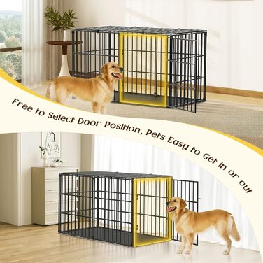 Міцний собачий переносний клітка Pawaboo 56 дюймів: надійний, з килимком, антивандальний, з металевим вольєром та замком, чорний