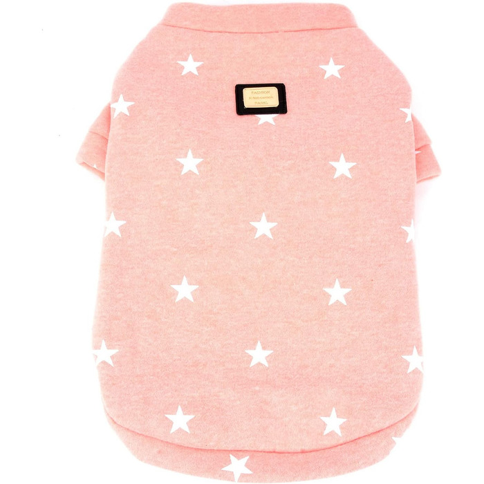 Теплий зимовий пуловер з зірочками для собак середніх та великих порід, м'який фліс, круглий вигин, рожевий колір, розмір 6XL