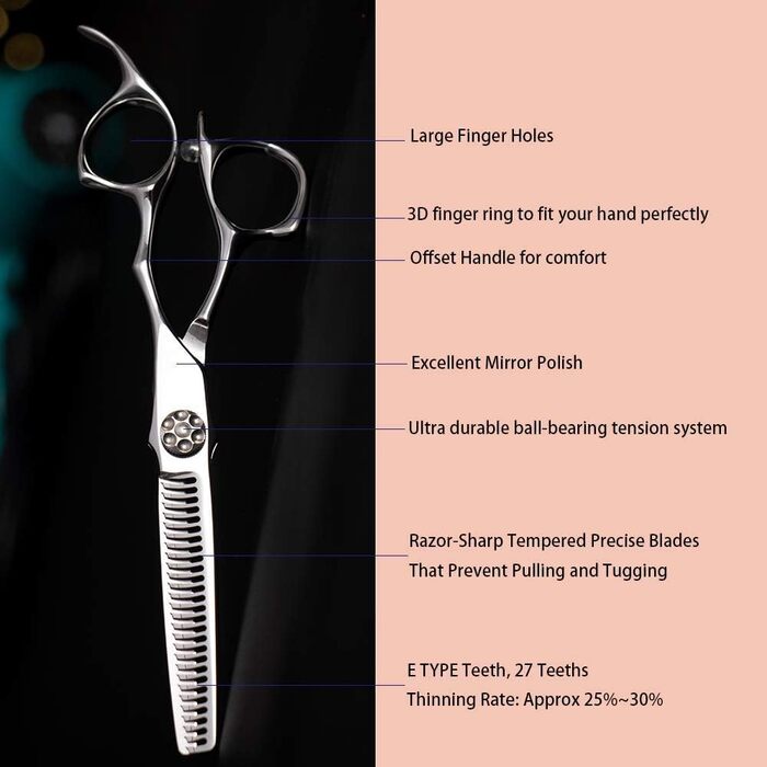 Професійний набір перукарських ножиць Aolanduo: основні ножиці 6.0 дюймів та ножиці для проріджування, з нержавіючої сталі VG10, ергономічний дизайн, для перукарів та барберів
